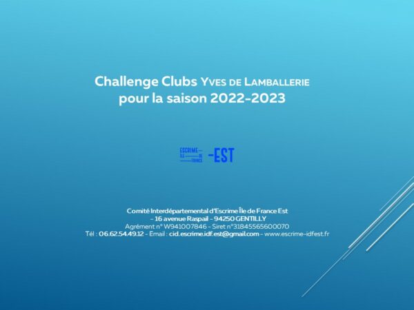 Reconduction Challenge clubs Yves de Lamballerie